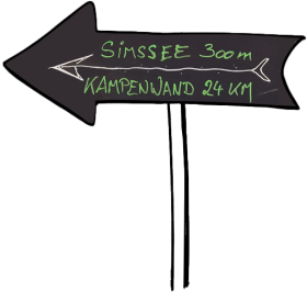 Wegweiser Pfeil Ferienhaus am Simssee